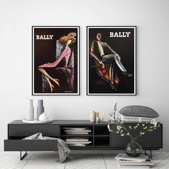 60cmx90cm Bally Man & Woman 2 Sets Black Frame Canvas Wall Art - Magdasmall