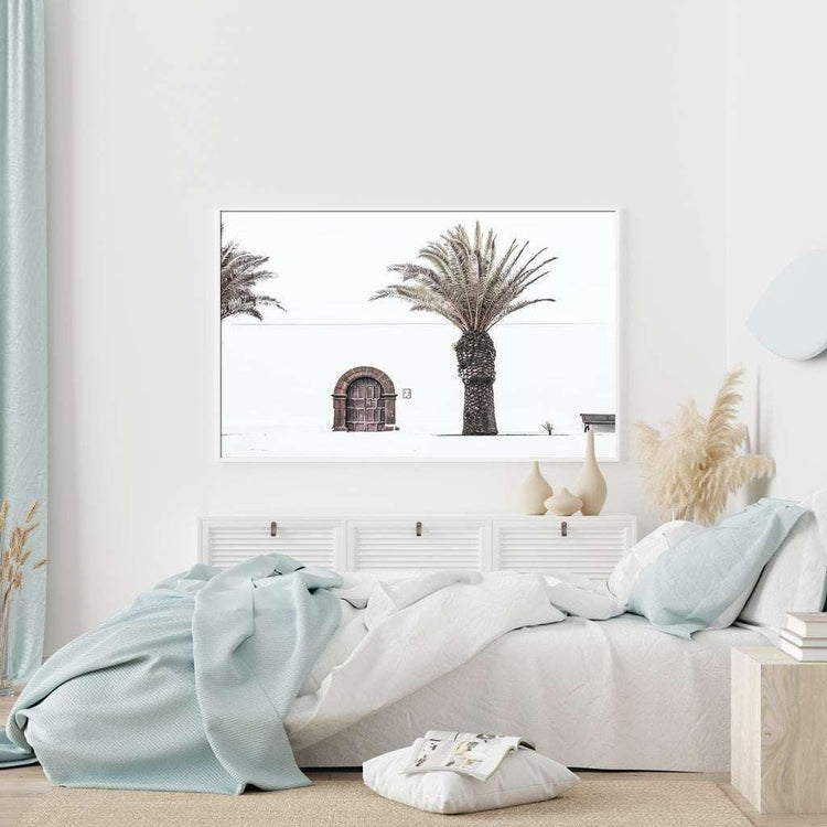 60cmx90cm European Palm Tree White Frame Canvas Wall Art - Magdasmall