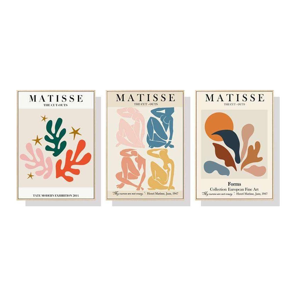 60cmx90cm Matisse Wall Art 3 Sets Wood Frame Canvas - Magdasmall