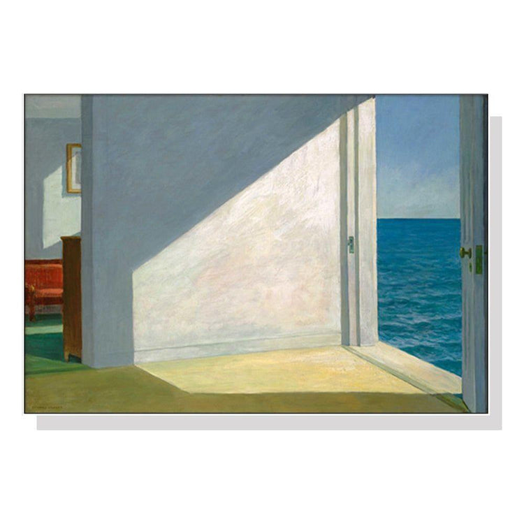 60cmx90cm Room By The Sea By Edward Hopper White Frame Canvas Wall Art - Magdasmall