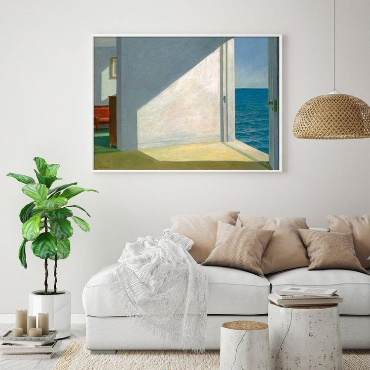60cmx90cm Room By The Sea By Edward Hopper White Frame Canvas Wall Art - Magdasmall