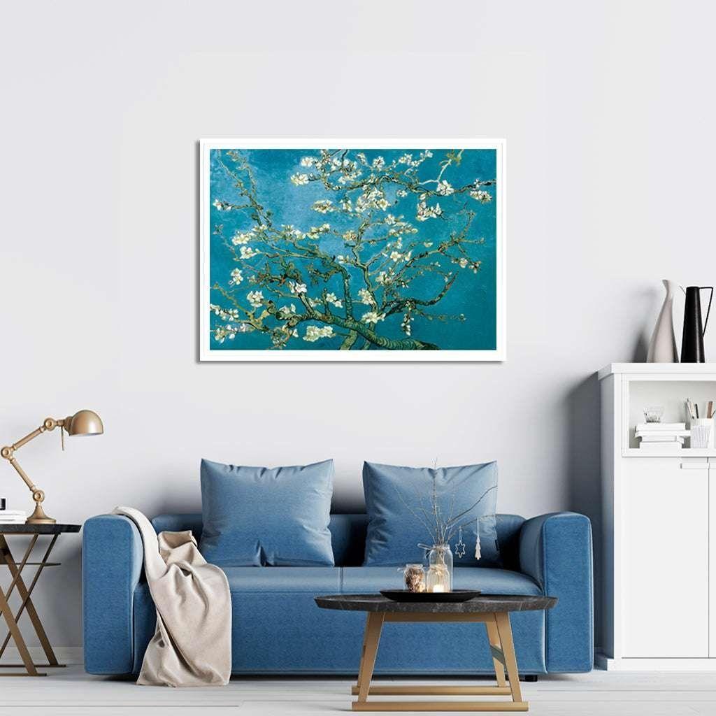 60cmx90cm Van Gogh Almond Blossom White Frame Canvas Wall Art - Magdasmall