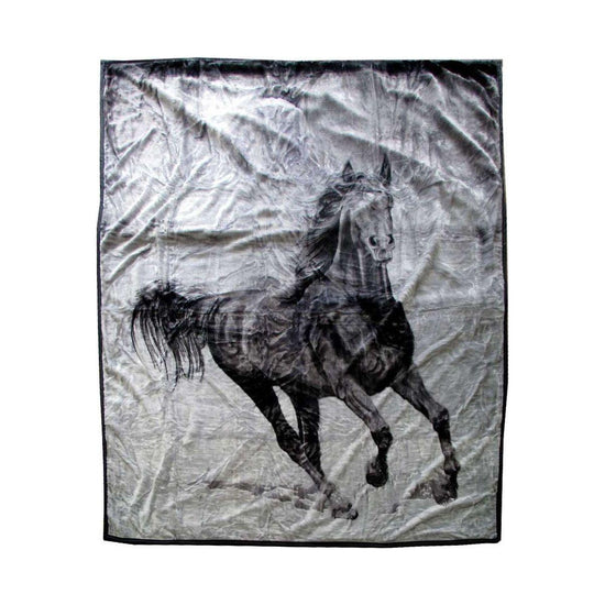 675gsm 2 Ply 3D Print Faux Mink Blanket Queen 200x240 cm Galloping Horse - Magdasmall