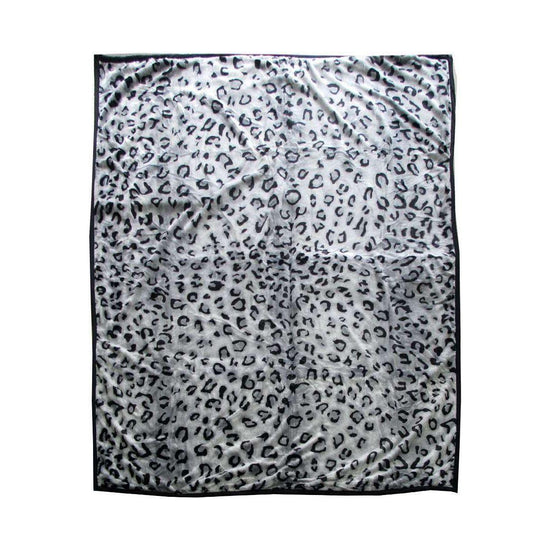675gsm 2 Ply Animal Print Faux Mink Blanket Queen 200x240 cm Snow Leopard - Magdasmall