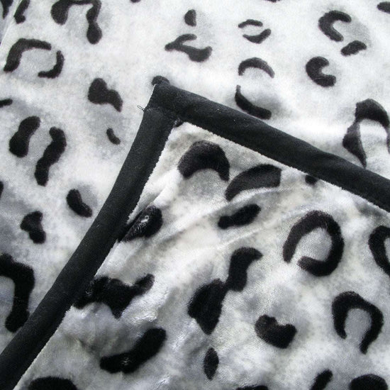 675gsm 2 Ply Animal Print Faux Mink Blanket Queen 200x240 cm Snow Leopard - Magdasmall
