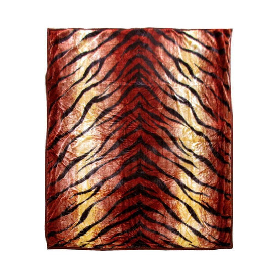 675gsm 2 Ply Animal Print Faux Mink Blanket Queen 200x240 cm Tiger - Magdasmall