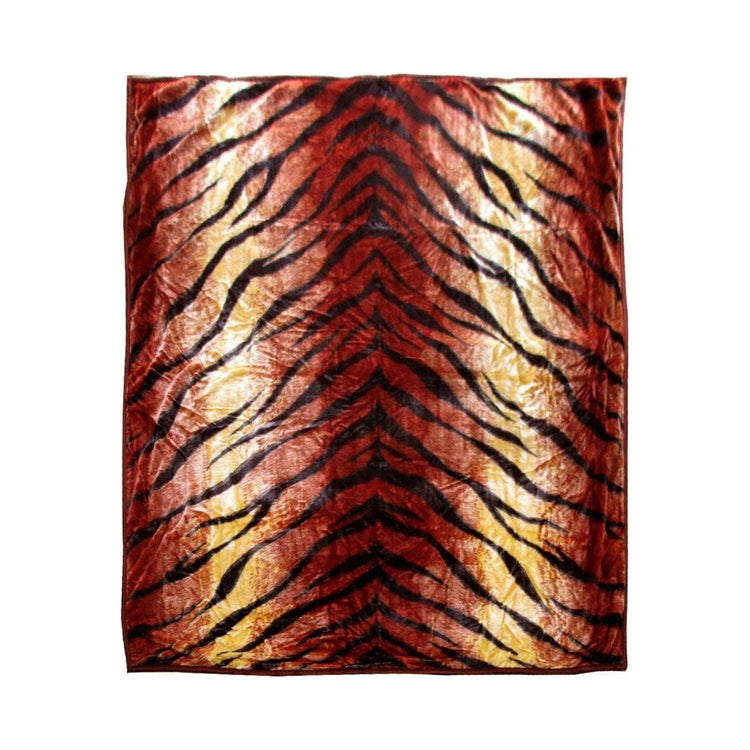 675gsm 2 Ply Animal Print Faux Mink Blanket Queen 200x240 cm Tiger - Magdasmall