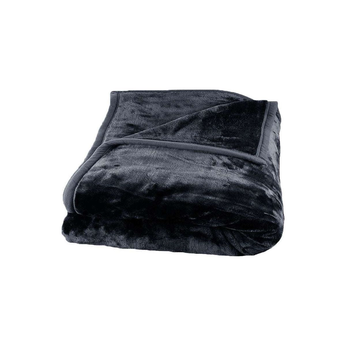 675gsm 2 Ply Solid Faux Mink Blanket Queen 200x240 cm Charcoal - Magdasmall