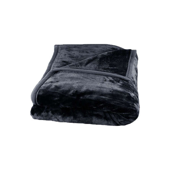 675gsm 2 Ply Solid Faux Mink Blanket Queen 200x240 cm Charcoal - Magdasmall