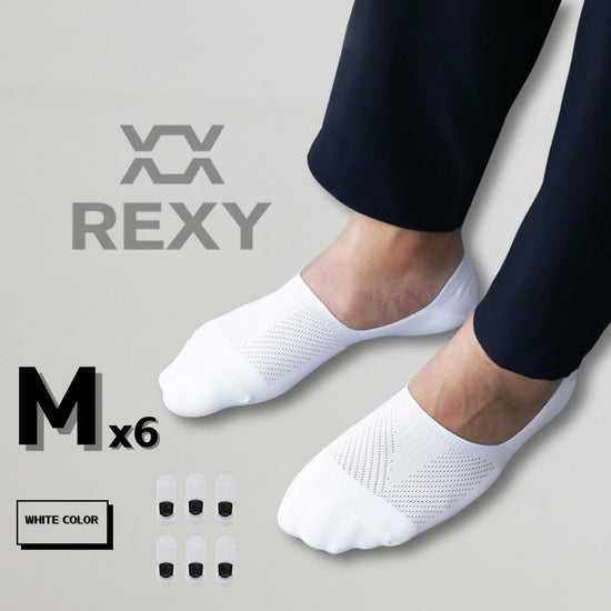 6X Rexy Cushion No Show Ankle Socks Medium Non-Slip Breathable WHITE - Magdasmall