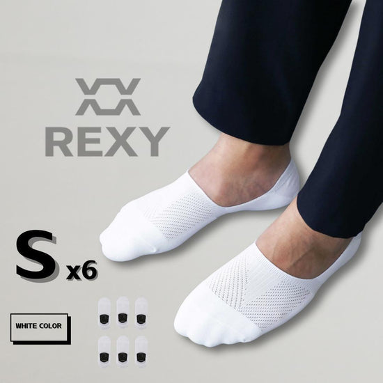 6X Rexy Cushion No Show Ankle Socks Small Non-Slip Breathable WHITE - Magdasmall