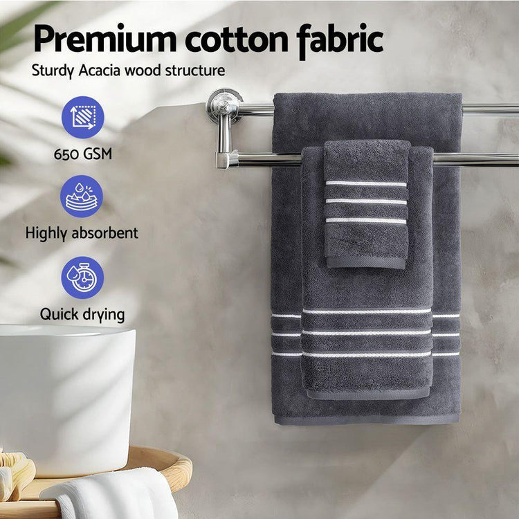 6 Pack Bath Towels Set Cotton Towel Grey - Magdasmall