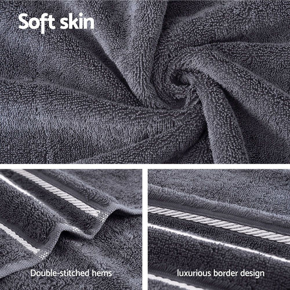 6 Pack Bath Towels Set Cotton Towel Grey - Magdasmall