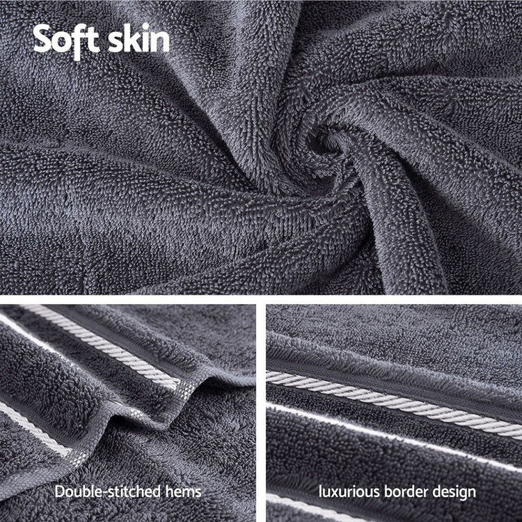 6 Pack Bath Towels Set Cotton Towel Grey - Magdasmall