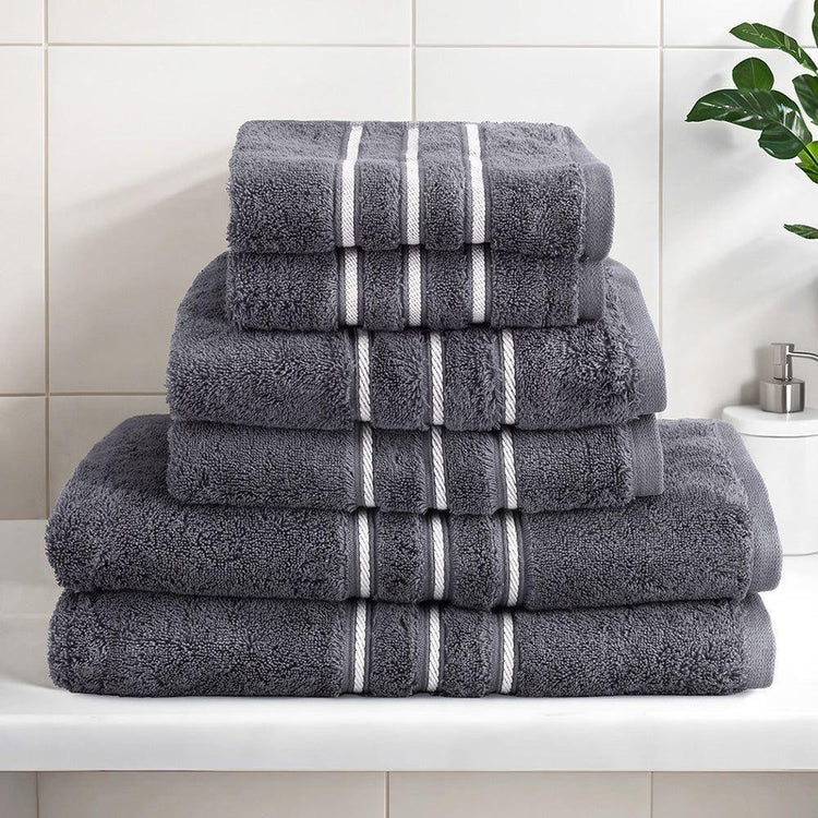 6 Pack Bath Towels Set Cotton Towel Grey - Magdasmall