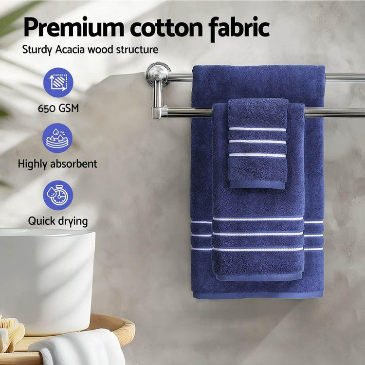 6 Pack Bath Towels Set Cotton Towel Navy - Magdasmall