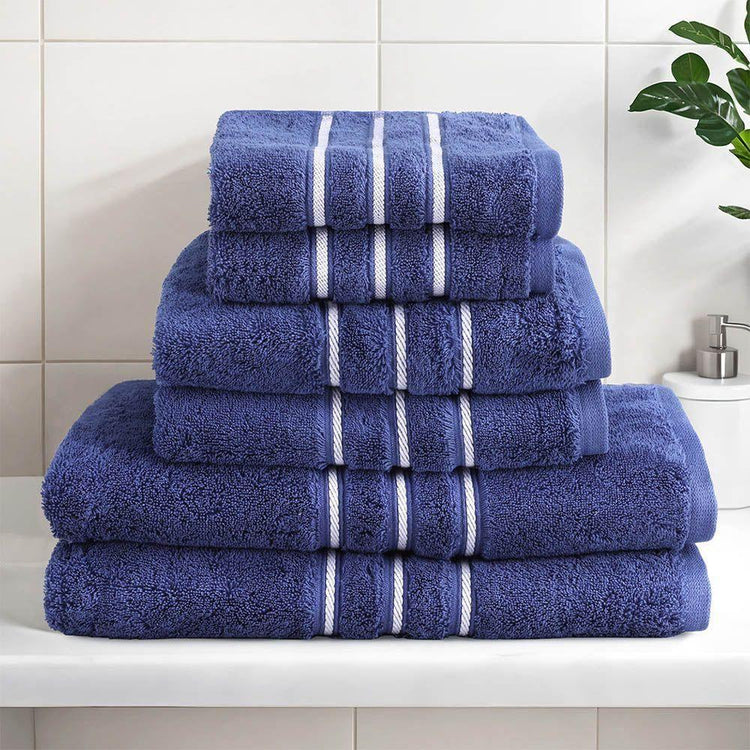 6 Pack Bath Towels Set Cotton Towel Navy - Magdasmall