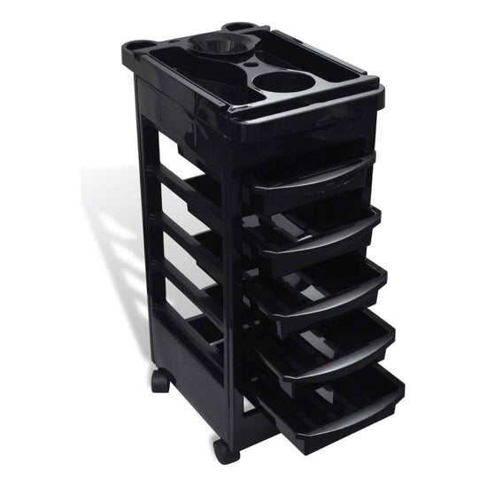 6 Tier Hairdressing Trolley Black 82x49x32cm Salon Hair Colouring Rolling Cart - Magdasmall