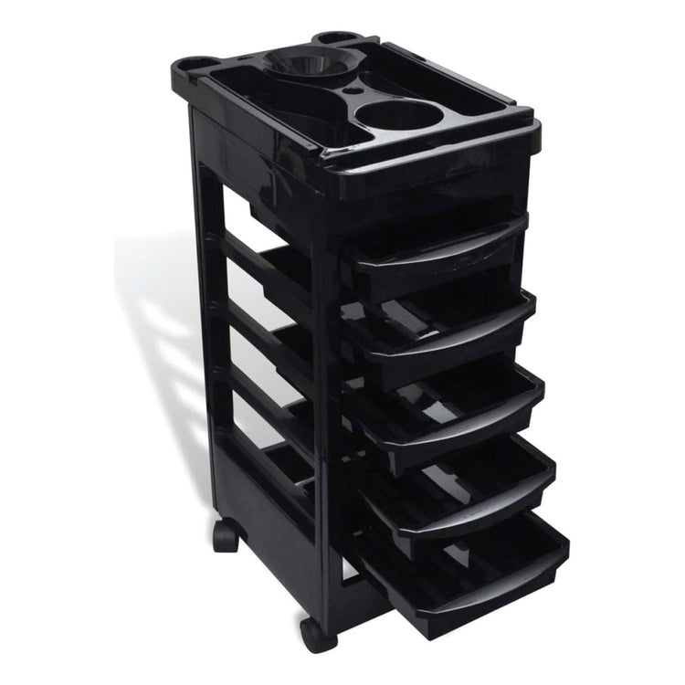 6 Tier Hairdressing Trolley Black 82x49x32cm Salon Hair Colouring Rolling Cart - Magdasmall