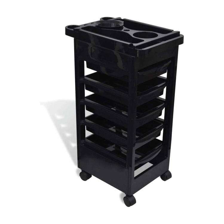 6 Tier Hairdressing Trolley Black 82x49x32cm Salon Hair Colouring Rolling Cart - Magdasmall