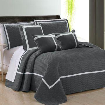 6 piece two tone embossed comforter set queen charcoal - Magdasmall