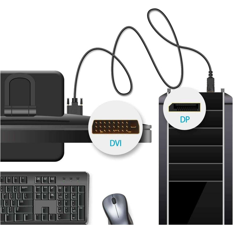 6ft 1.8M Display Port DP To Dual Link DVI-D 24+1 Pin Male Gold Connection Cable - Magdasmall