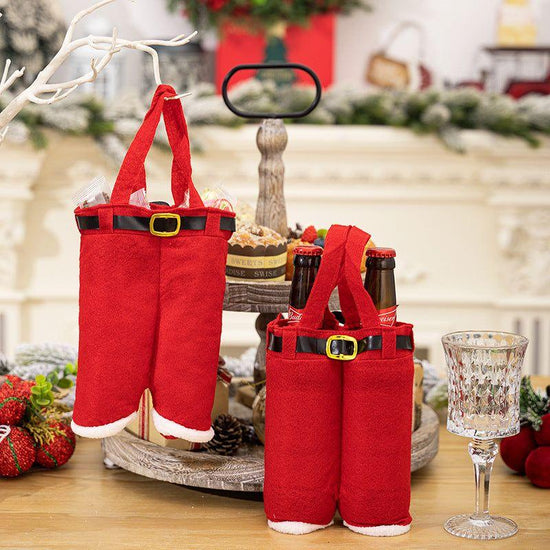 6pcs Small one Christmas Decoration Supplies, Christmas Pants, Gift Bags, Small Pants Candy Bags, Tote Bags, Wine Bottle Sets, Coke Bags - Magdasmall