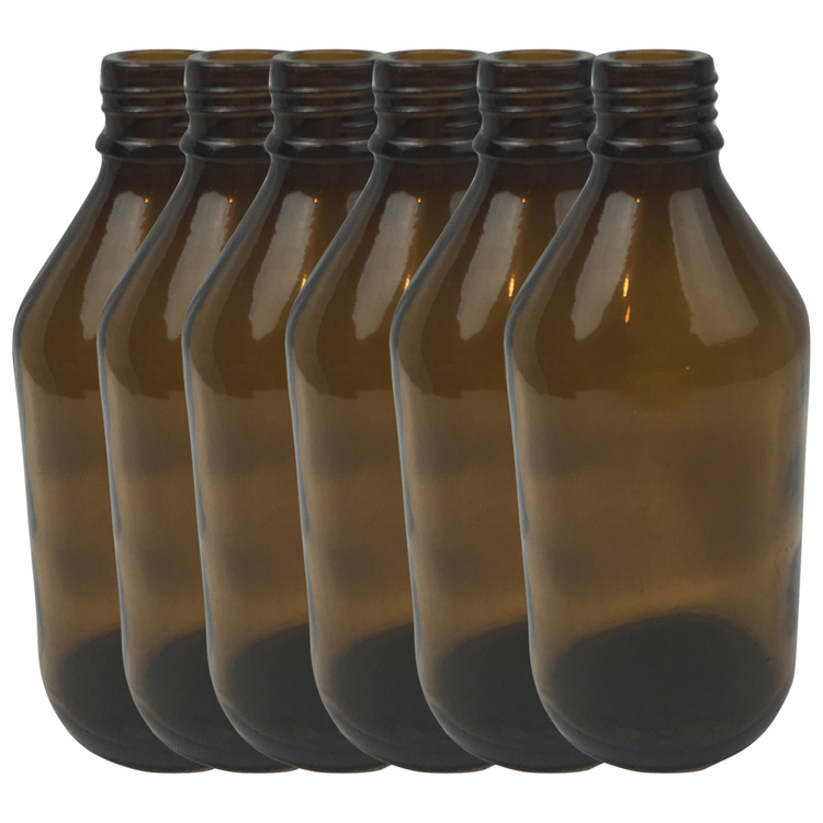 6x 600ml Amber Glass Bottle Cosmetic Essential Oil General Purpose Storage - Magdasmall