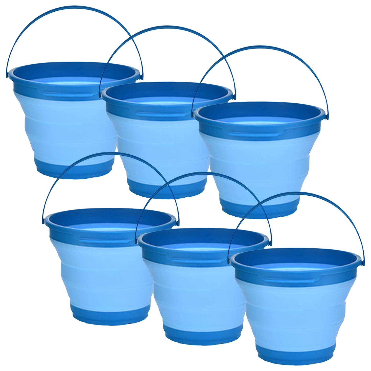 6x 7L Foldable Collapsible Silicone Bucket for Home/Hiking/Camping/Fishing -Blue - Magdasmall