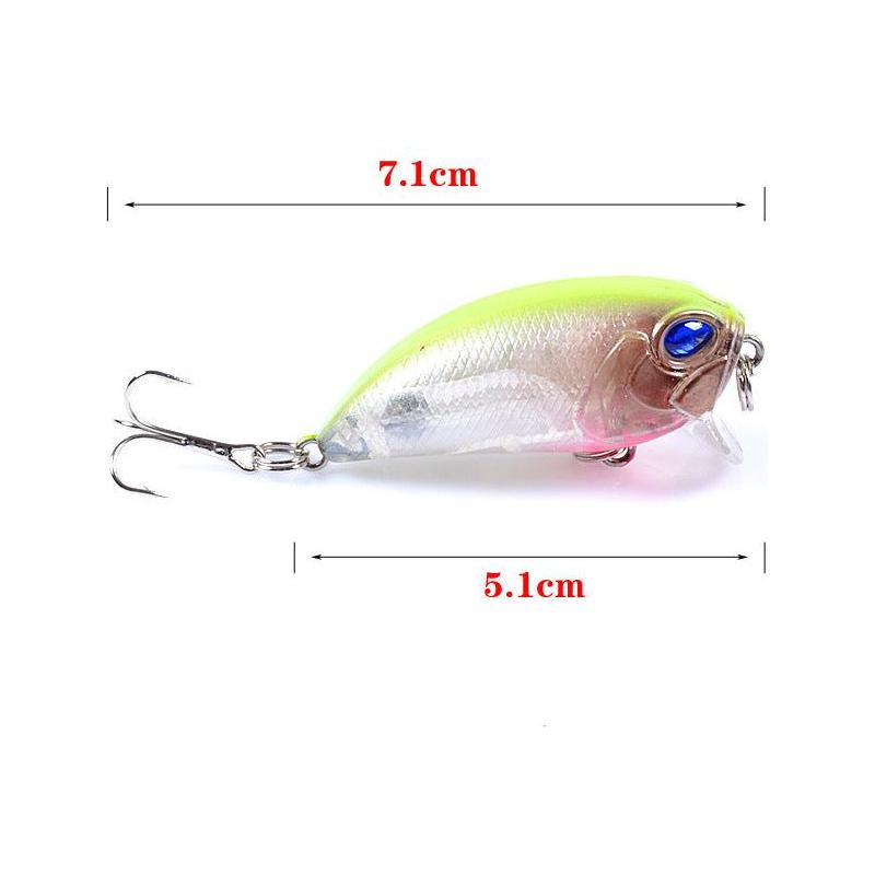 6x Popper Crank 5.1cm Fishing Lure Lures Surface Tackle Fresh Saltwater - Magdasmall