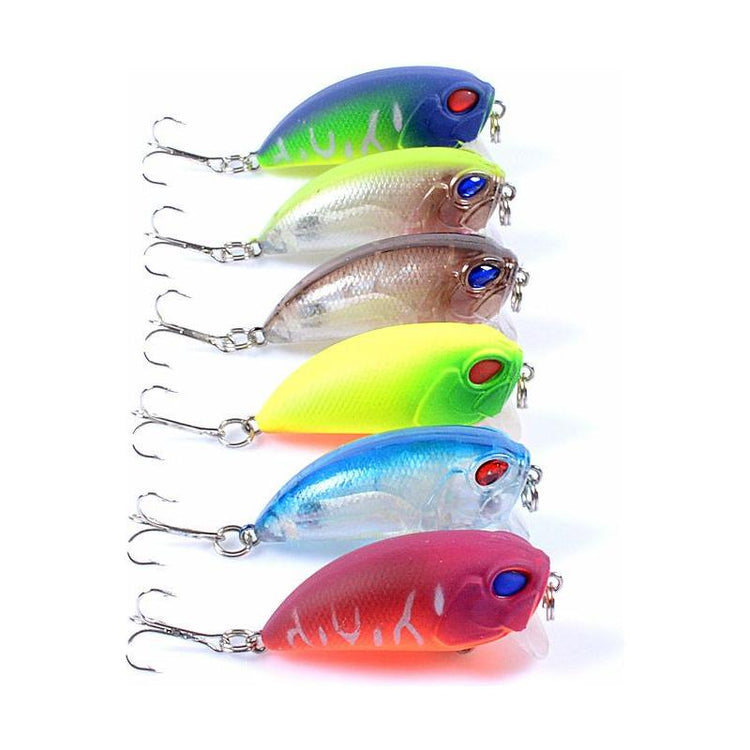 6x Popper Crank 5.1cm Fishing Lure Lures Surface Tackle Fresh Saltwater - Magdasmall