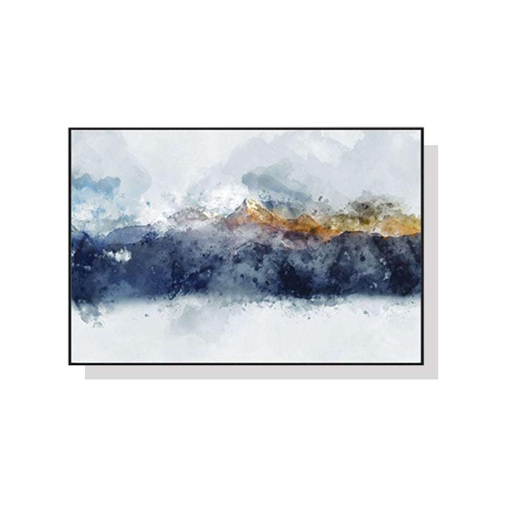 70cmx100cm Abstract Sunlight Mountains Black Frame Canvas Wall Art