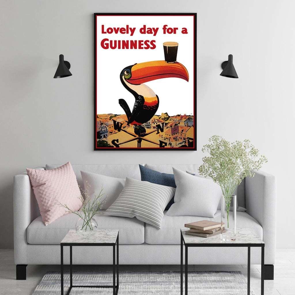 70cmx100cm Beer Lovely Day For A Guinness Black Frame Canvas Wall Art