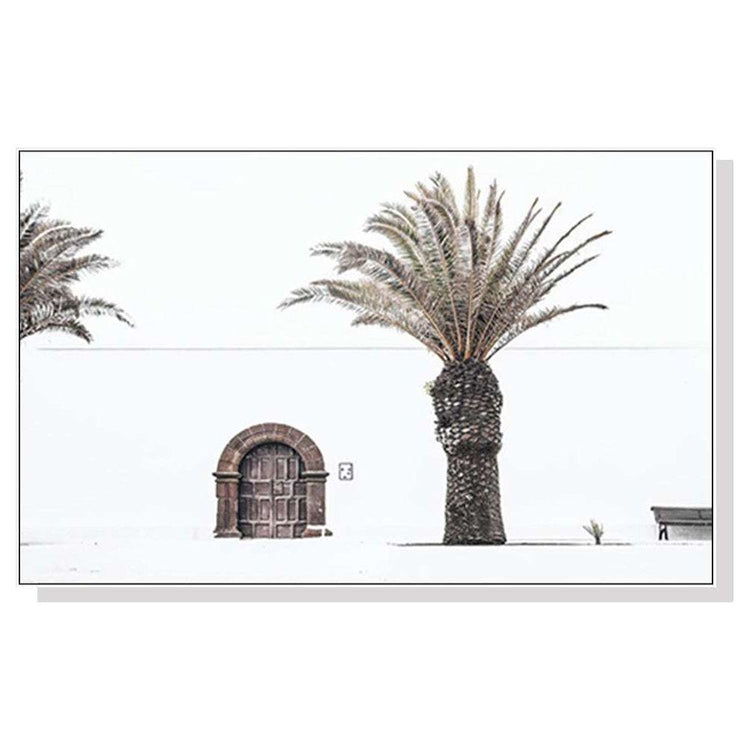 70cmx100cm European Palm Tree White Frame Canvas Wall Art