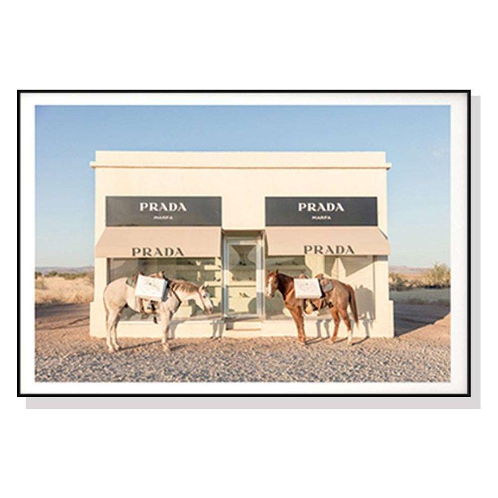 70cmx100cm Horses Fashion Black Frame Canvas Wall Art