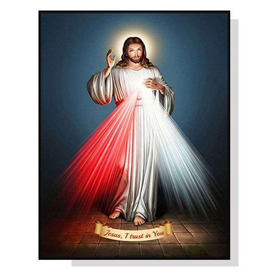 70cmx100cm Jesus Divine Mercy I Trust In You Black Frame Canvas Wall Art