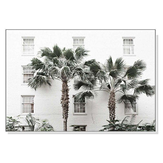 70cmx100cm Palm Tree White Frame Canvas Wall Art