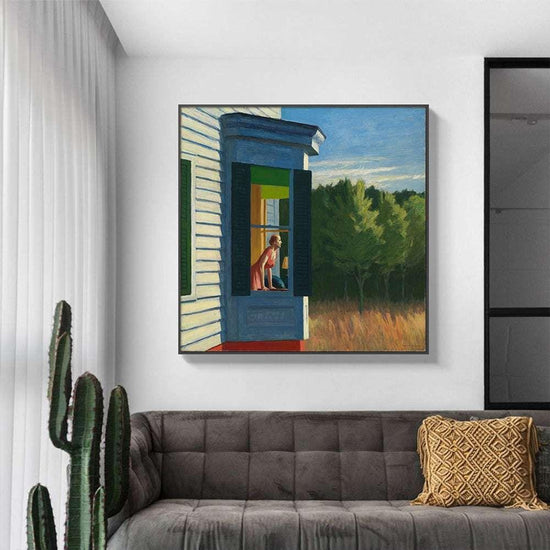 70cmx70cm Cape Cod Morning By Edward Hopper Black Frame Canvas Wall Art - Magdasmall