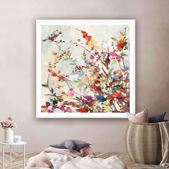 70cmx70cm Coming Spring Square Size White Frame Canvas Wall Art - Magdasmall