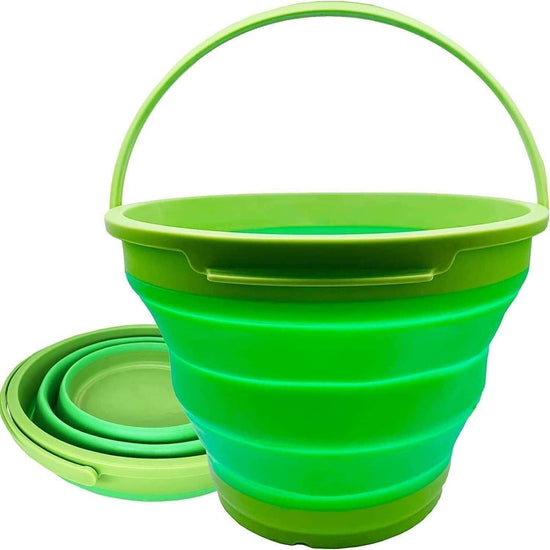 7 Litre Foldable Collapsible Silicone Bucket for Home/Hiking/Camping/Fishing - Green - Magdasmall