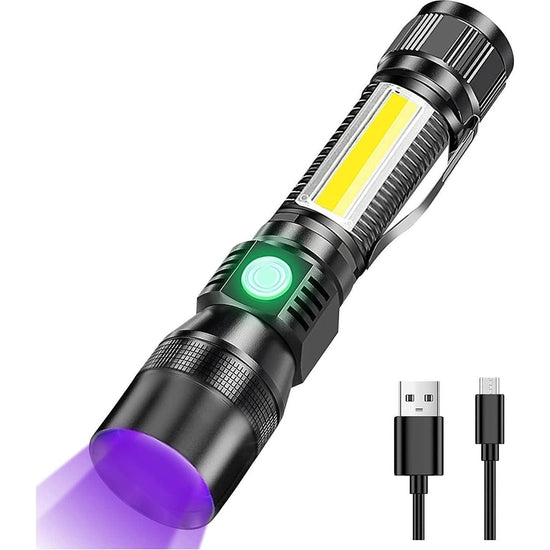 7 Modes Waterproof Rechargeable UV Light Flashlight Torch for Camping - Magdasmall