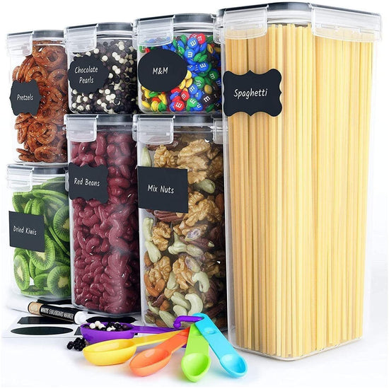 7 Pieces Plastic BPA Free Food Storage Containers for Kitchen (Black) - Magdasmall