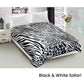 800GSM Luxury Reversible Animal Mink Blanket Queen 200 x 240 cm White Black Safari - Magdasmall