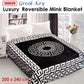 800GSM Luxury Reversible Mink Blanket Greek Key Black Queen 200 x 240 cm - Magdasmall