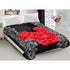 800GSM Luxury Reversible Mink Blanket Red Floral Queen 200 x 240 cm - Magdasmall