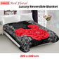 800GSM Luxury Reversible Mink Blanket Red Floral Queen 200 x 240 cm - Magdasmall