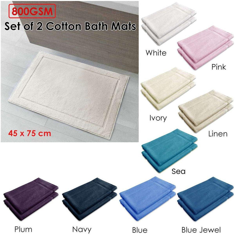 800GSM Set of 2 Cotton Bath Mat Sea - Magdasmall