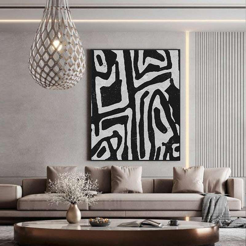 80cmx120cm Abstract Black Artwork Black Frame Canvas Wall Art - Magdasmall