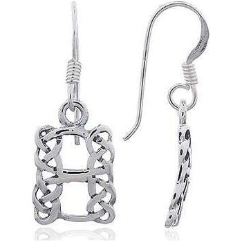 925 Silver Celtic Knot Openwork Rectangle Earrings