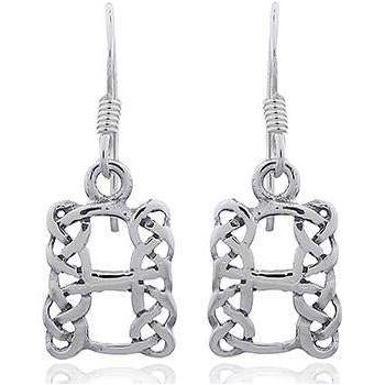 925 Silver Celtic Knot Openwork Rectangle Earrings - Magdasmall